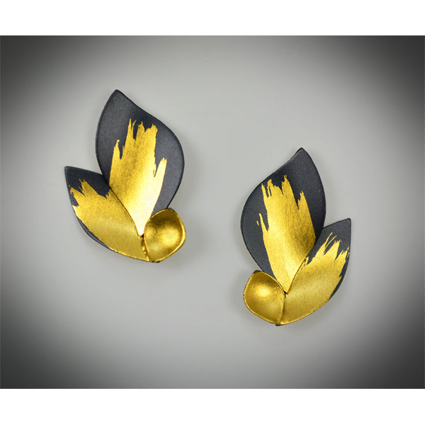 Golden Flame Oxidized Clip Earring