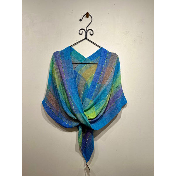 Mobius Shawl #1 Rayon Turquoise/Lime Green/Lavender