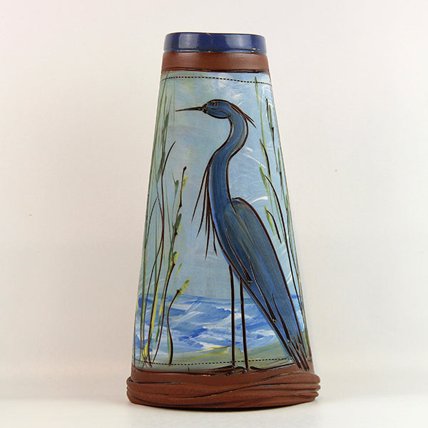 Handbuilt Heron Vase
