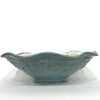 Medium bowl with blue glaze, thistle and honeybee/ Wavy Rim
