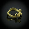 Seaweed 18k Gold Wavy Ring with Sapphires