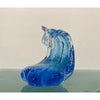 Textured Soft Blue  Glass Wave Sculpture