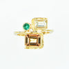 Imperial Topaz, Emerald and Yellow Sapphire Ring