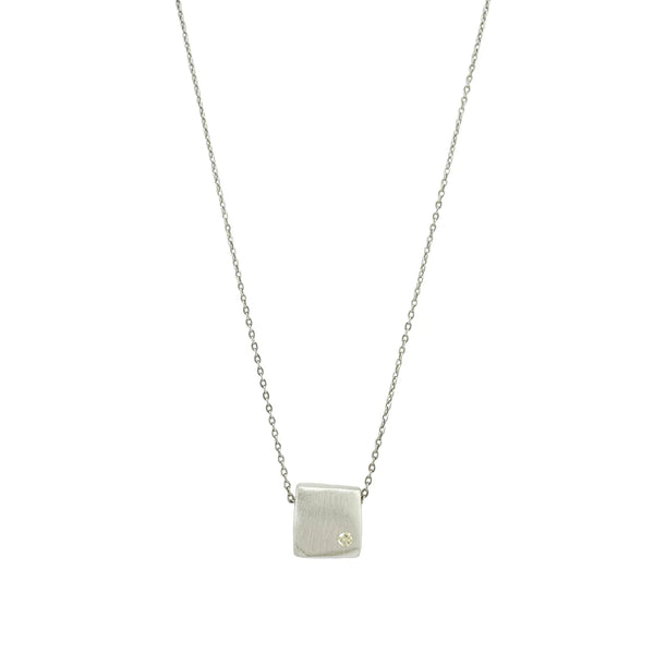 sliding square with diamond on ox necklace
