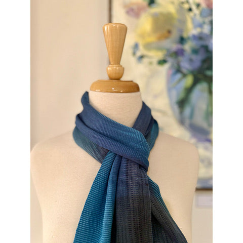 Bamboo Petite Scarf #2 Slate/Light Blue/Moss