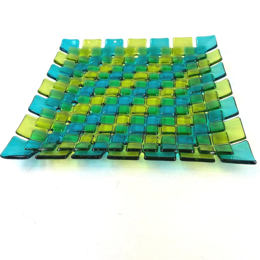 2 Square Plate Green And Blue