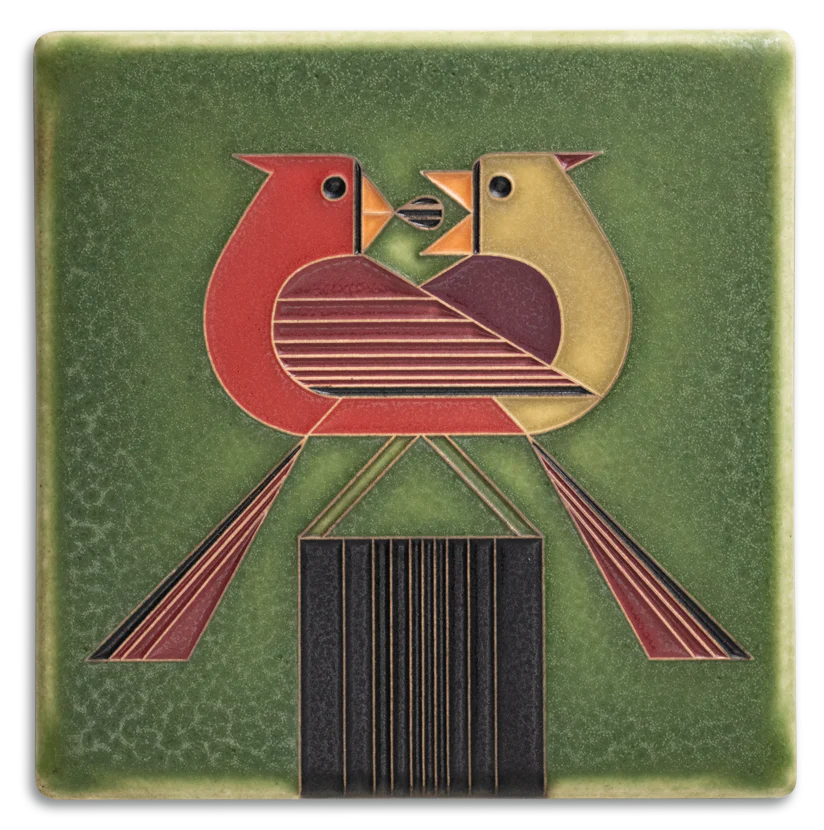 Redbird Romance -Green 6"x6"