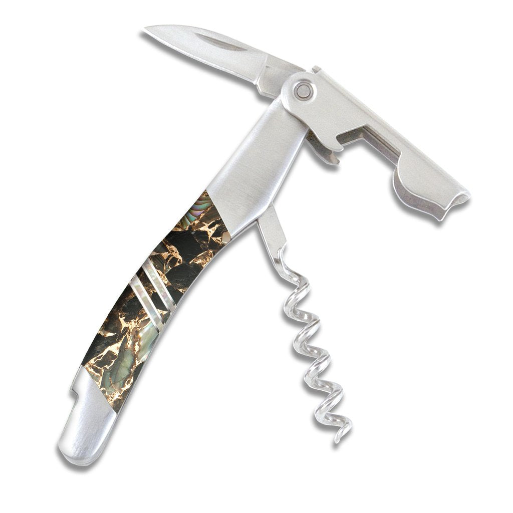 Gemstone Exotics Waiter's Knife Obsidian/Abalone/Bronze