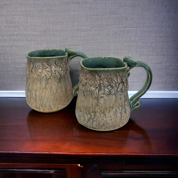 Pressed Rim Mug Green Glaze