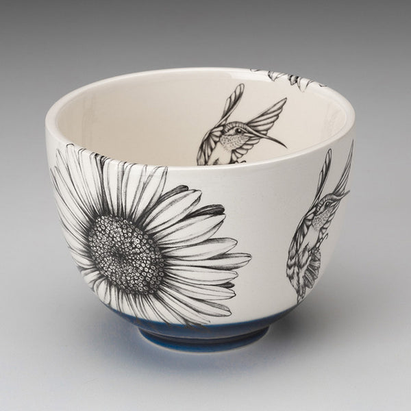 Small Bowl Hummingbird #3 Blue Rim at Bottom