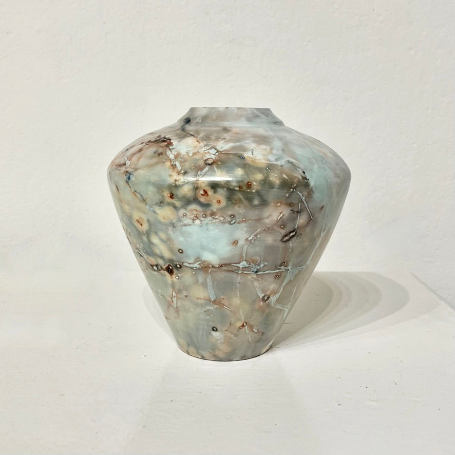 Medium Blue Saggar Fired Pot