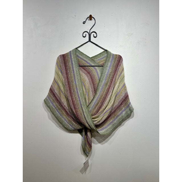 Mobius Shawl #14 Rayon Olive/Brick/Gold Thread
