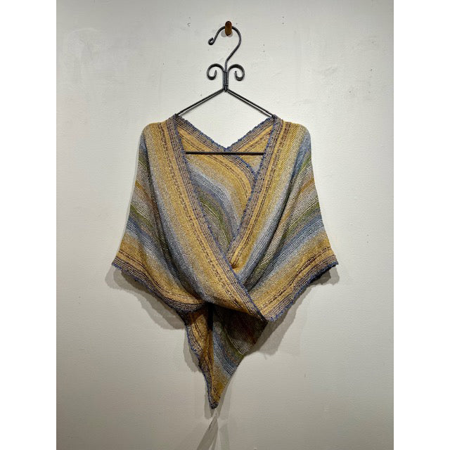 Mobius Shawl #15 Rayon Gold/Grey/Green/Gold Thread