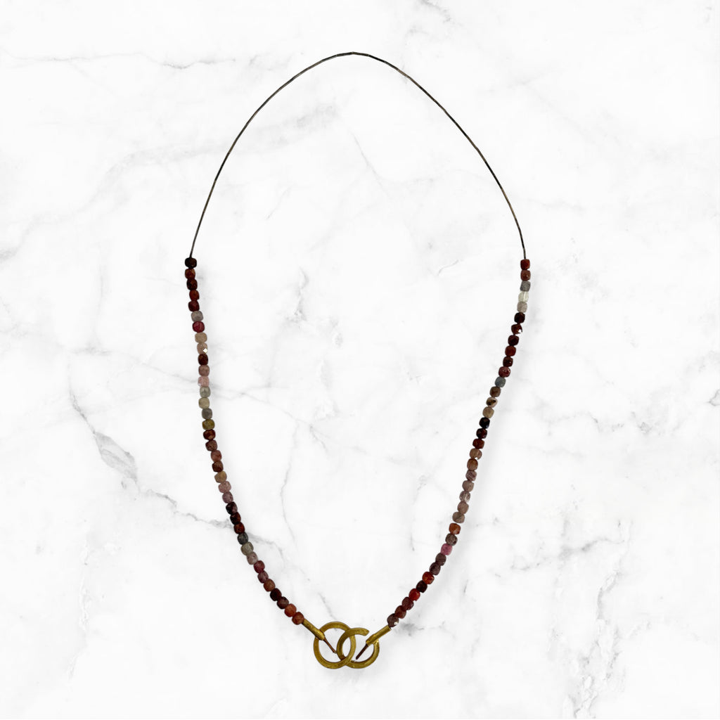 Necklace  Double  Circle Clasp Tourmaline