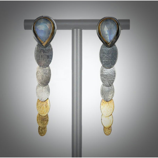 Oval Sky Blue Kyanite Pivot Drop Earrings