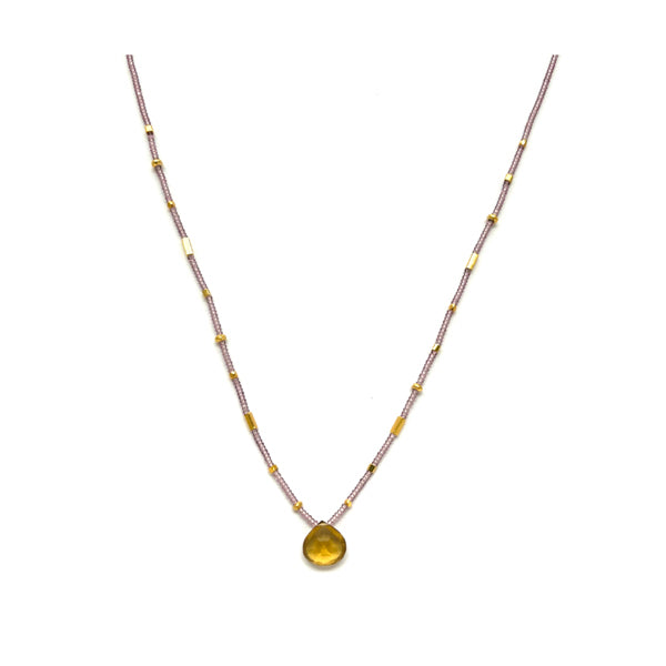Gold accent and whisky quartz necklace – Left Bank Gallery