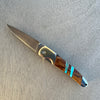 Damascus Collection Exotic Gemstone  3" Lockback Knife Bonita Blue Turquoise