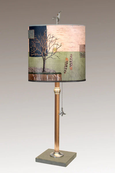 Copper Table Lamp with Medium Drum Shade in Wander in Field