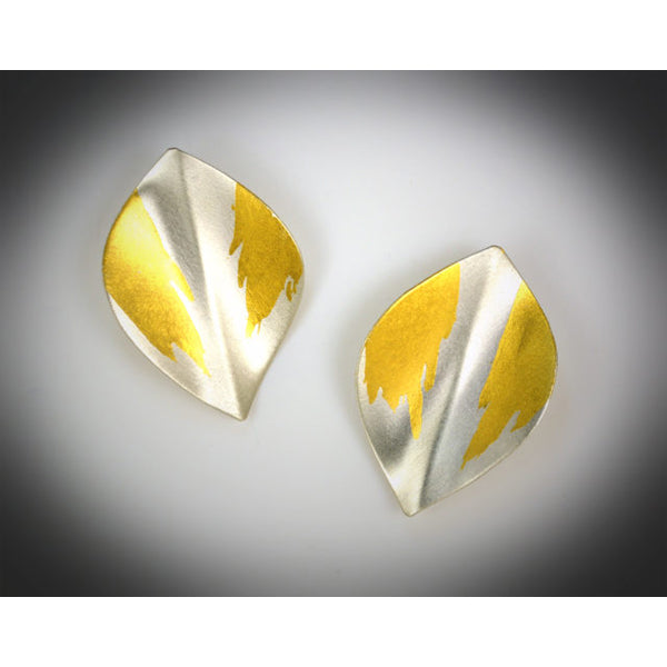 Folded  Birch Leaf  Clip Earring