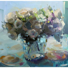 Roses + Chrysanthemum On A Cool Grey Day