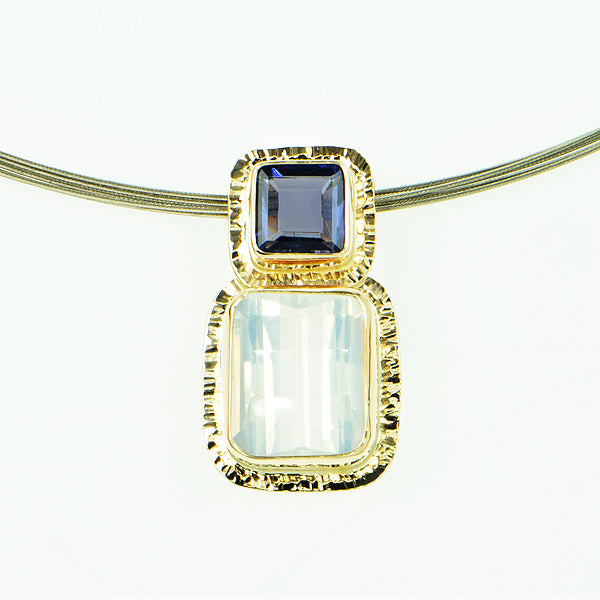 Pixel-cut Afghan Moonstone Pendant