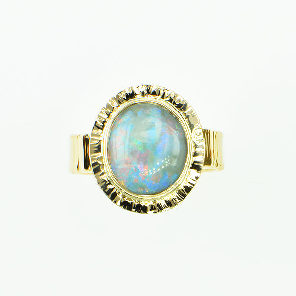 Semi-Black Opal Ring