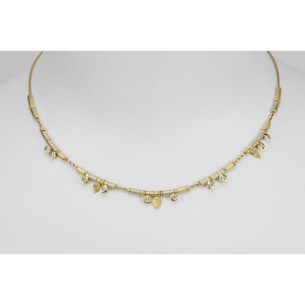 10 Diamond Drop Necklace in Yellow and White Gold