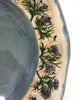 Medium bowl with blue glaze, thistle and honeybee/ Wavy Rim