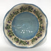 Medium bowl with blue glaze, thistle and honeybee/ Wavy Rim