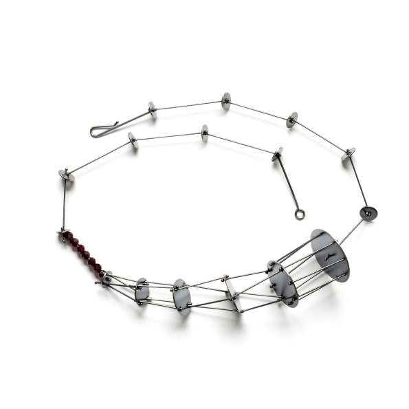 Beaded Cornucopia Necklace, oxidized sterling