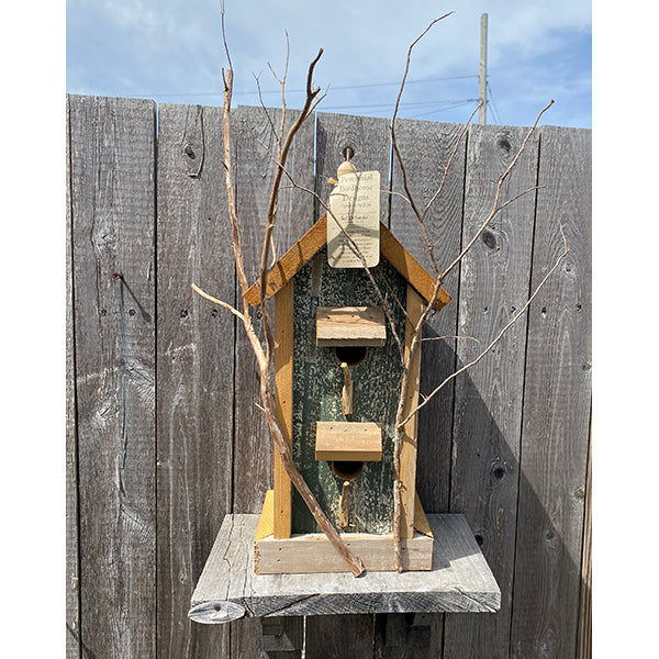Double Hole Green Birdhouse