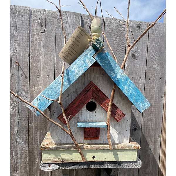 Single Hole Red, White & Blue Double Wide Birdhouse