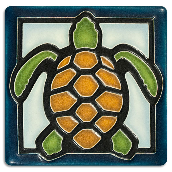 Turtle on Light Blue 4x4
