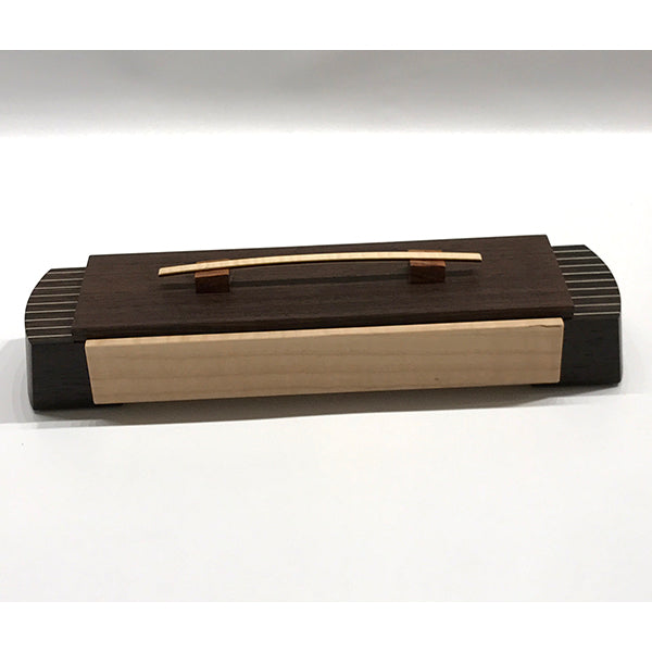 Rectangular box with curved end, wenge & curly maple