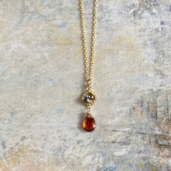 Granite & Spessartite 17" Necklace
