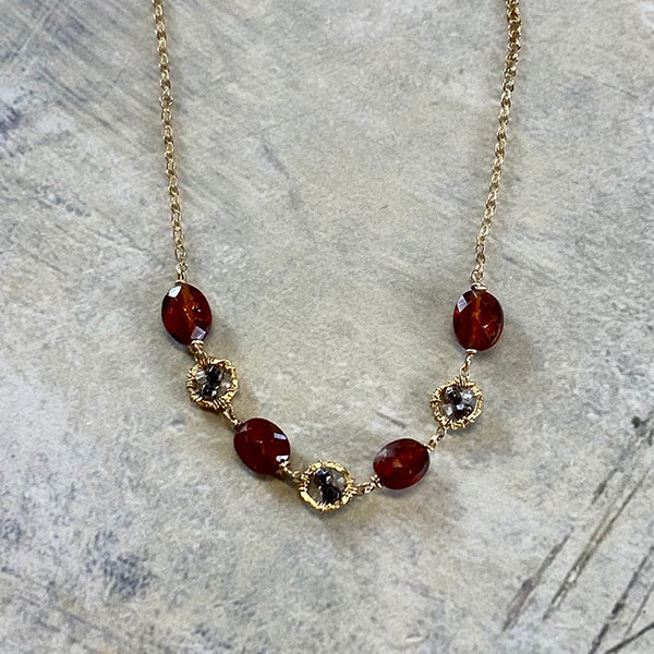 Granite & Hessonite 16"-17" Necklace