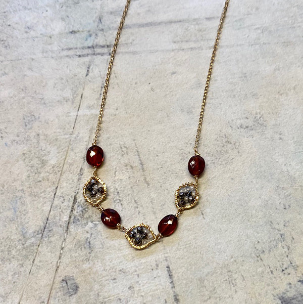 Granite & Hessonite Necklace