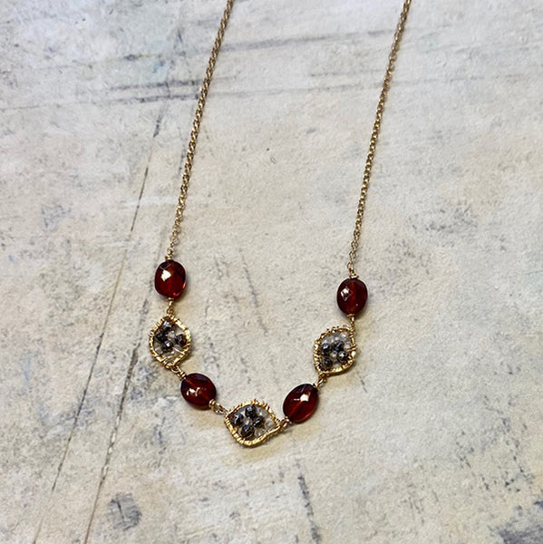 Granite & Hessonite Necklace