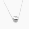 Small Disk with .02Ct Diamond Silver Necklace