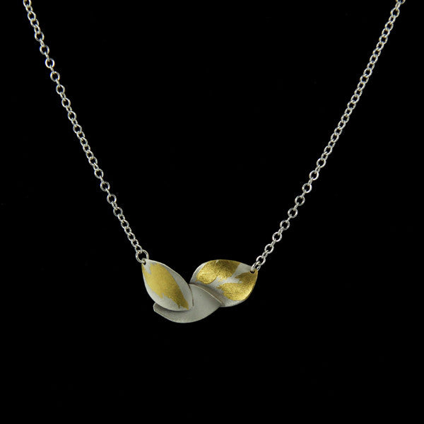 Silver and Gold Leaf Pendant Necklace