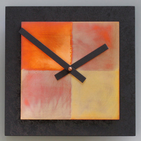 8x8 Square Wall Clock- Black & Copper