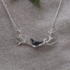 Small antler with squat bird necklace