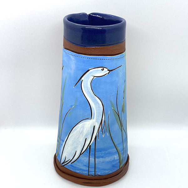 Handbuilt Egret Vase by Jennifer Stas  9"