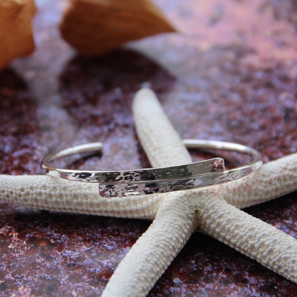 Hammered Back-and-Forth Sterling Silver Bracelet