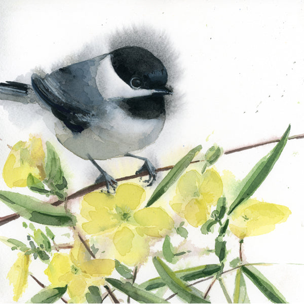 Black Capped Chickadee ~ Original  watercolor