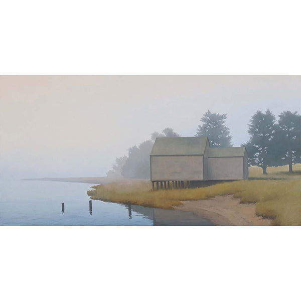 Boathouse in the mist