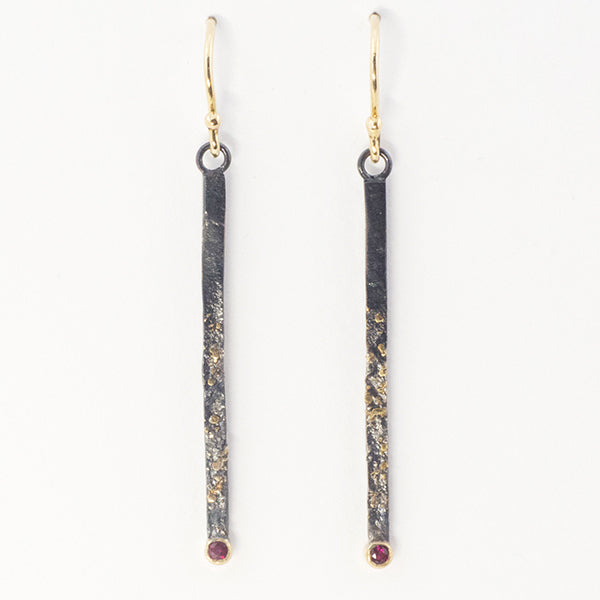 Spacescape Dangle Earrings with rubies