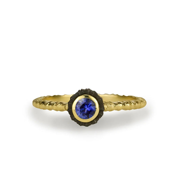 Chroma Single Stone Bezel Set Blue Sapphire Ring