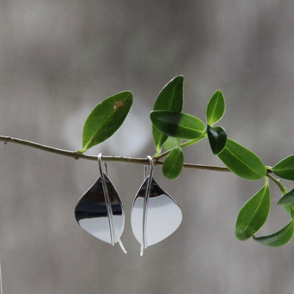 Extra Small Wide Leaf Earrings
