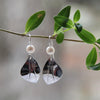 Wide Leaf Drop with Pearl Earrings
